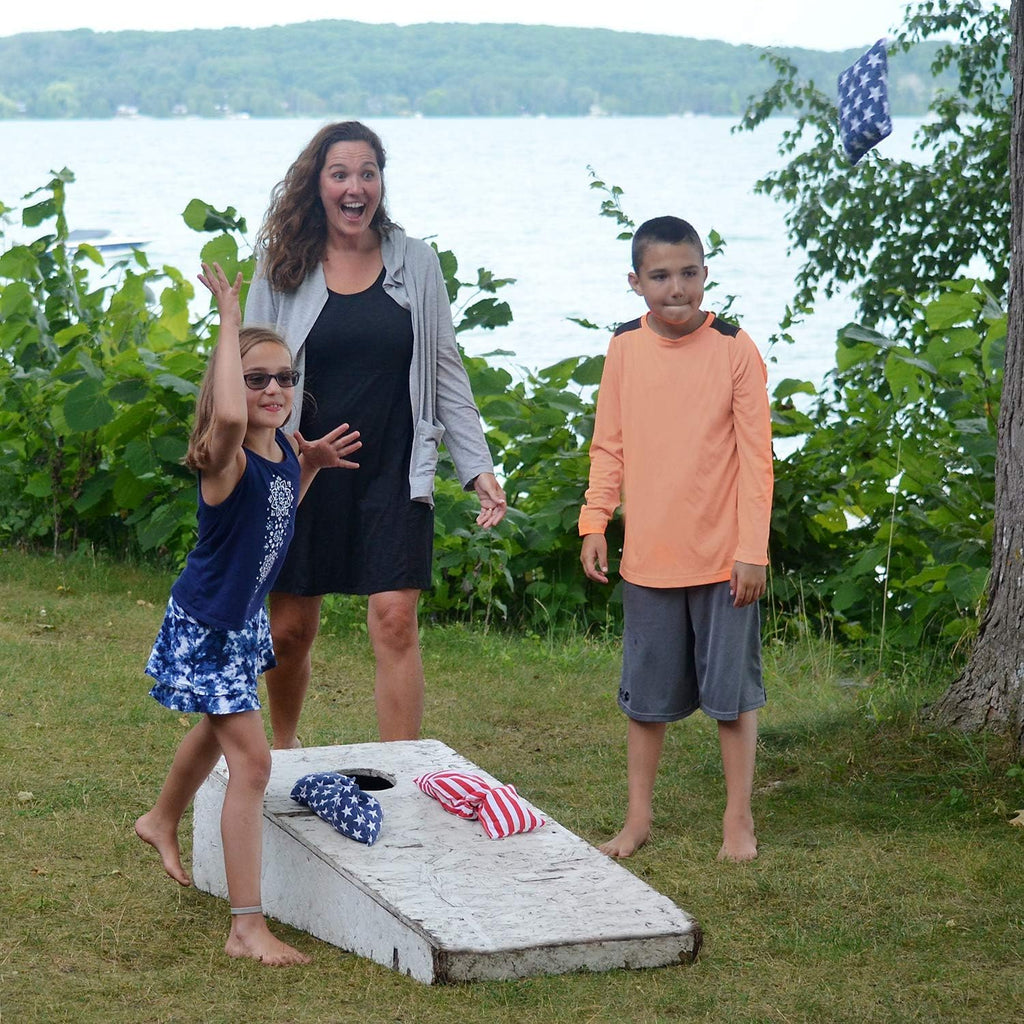Regulation Cornhole Bean Bags: American Flag Corn Hole Beanbags Toss Game Set 8 Backyard Party Game Gift Family 25-44 Year Old