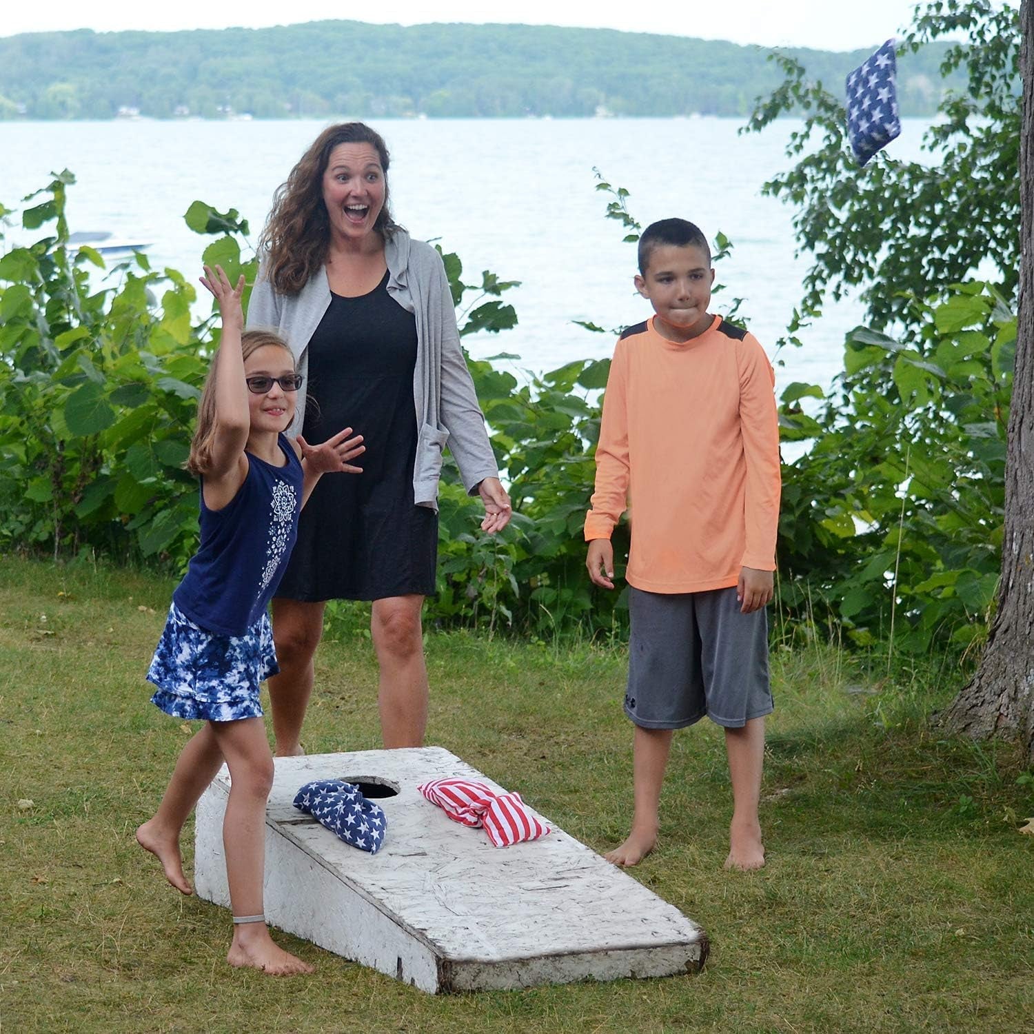 Regulation Cornhole Bean Bags: American Flag Corn Hole Beanbags Toss Game Set 8 Backyard Party Game Gift Family 25-44 Year Old