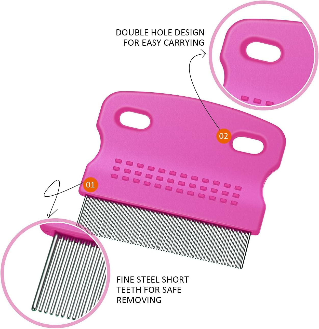 6 Pieces Pet Flea Lice Combs Dog Grooming Flea Cat Tear Stain Comb for Removal Dandruff, Hair Stain, Nit(White, Yellow, Green, Purple, Orange, Dark Blue)
