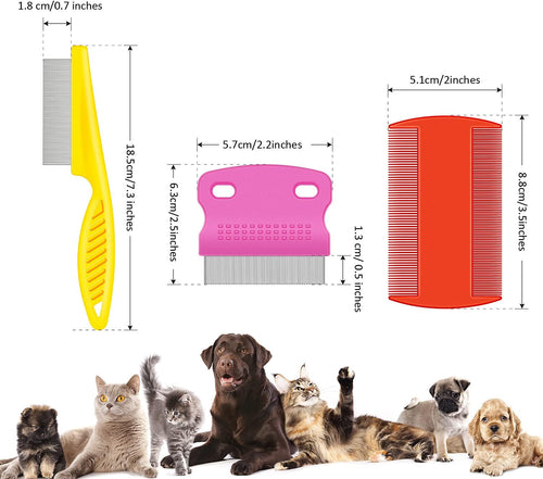 6 Pieces Pet Flea Lice Combs Dog Grooming Flea Cat Tear Stain Comb for Removal Dandruff, Hair Stain, Nit(White, Yellow, Green, Purple, Orange, Dark Blue)