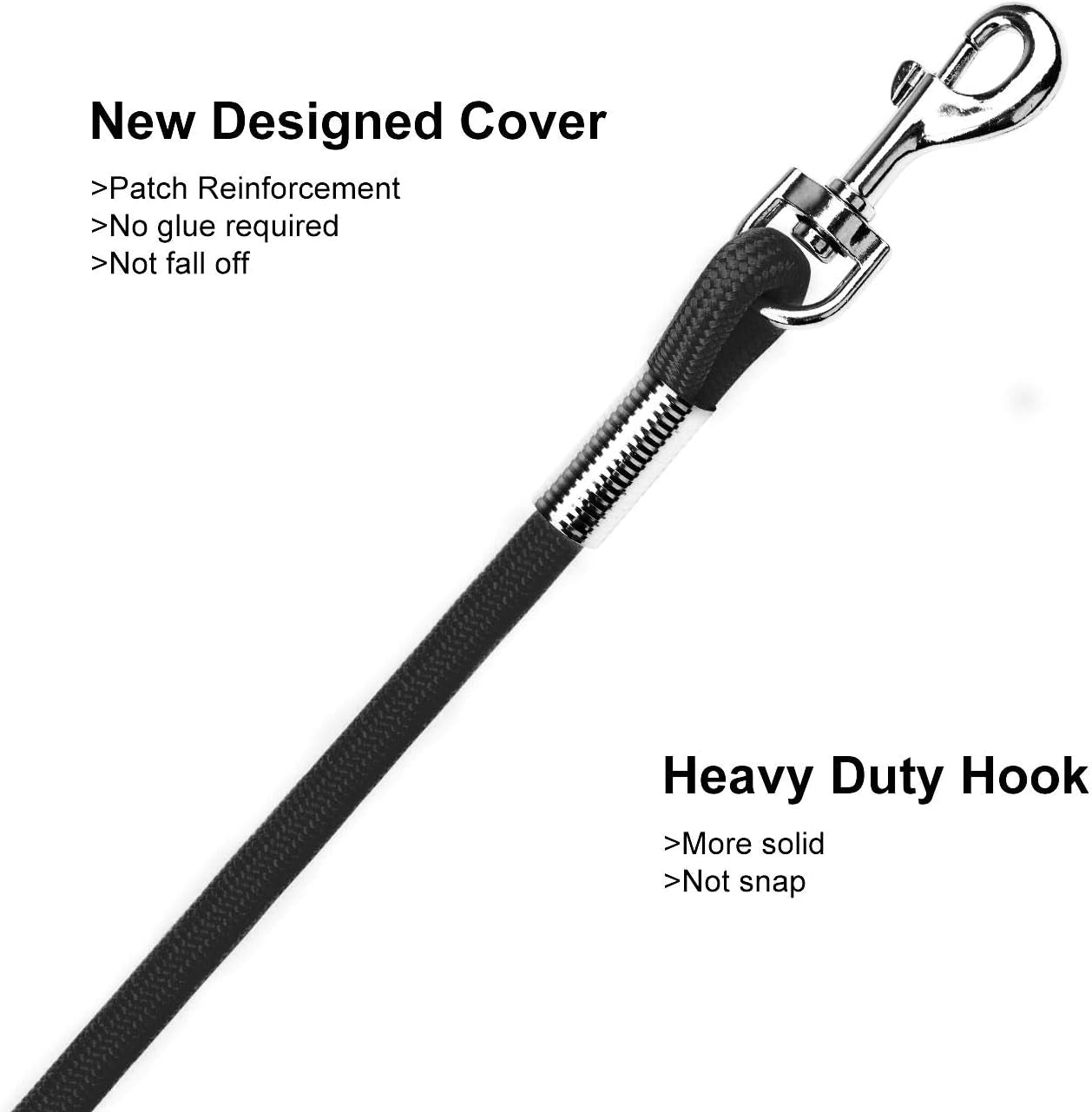Check Cord Large,Medium Small Dogs/Puppy Obedience Recall Training Agility Lead - 15Ft 30Ft 50Ft Training Leash - Great for Training, Play, Camping, or Backyard Black 15 Feet
