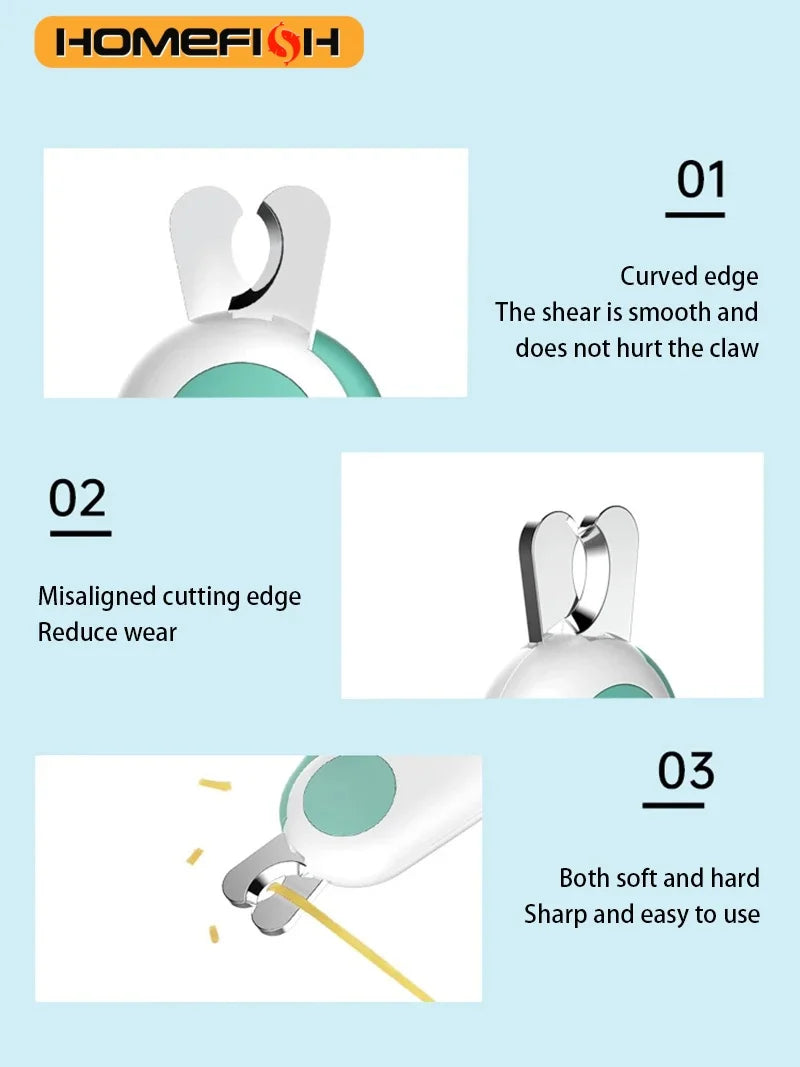 LED Light Cat Dog Nail Clipper Cutter Professional Pet Claw Trimmer with Safety Lock Puppy Kitten Animals Care Grooming Tool Kit