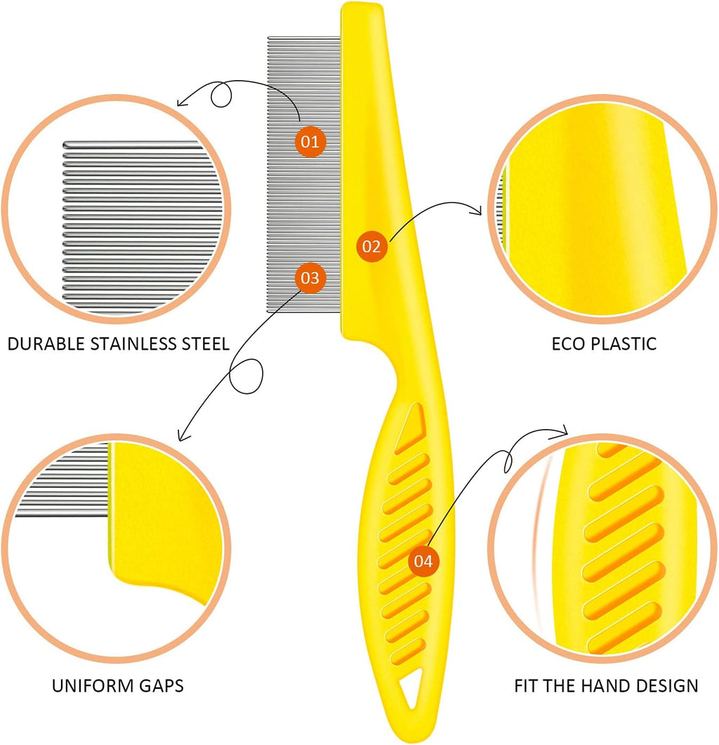 6 Pieces Pet Flea Lice Combs Dog Grooming Flea Cat Tear Stain Comb for Removal Dandruff, Hair Stain, Nit(White, Yellow, Green, Purple, Orange, Dark Blue)