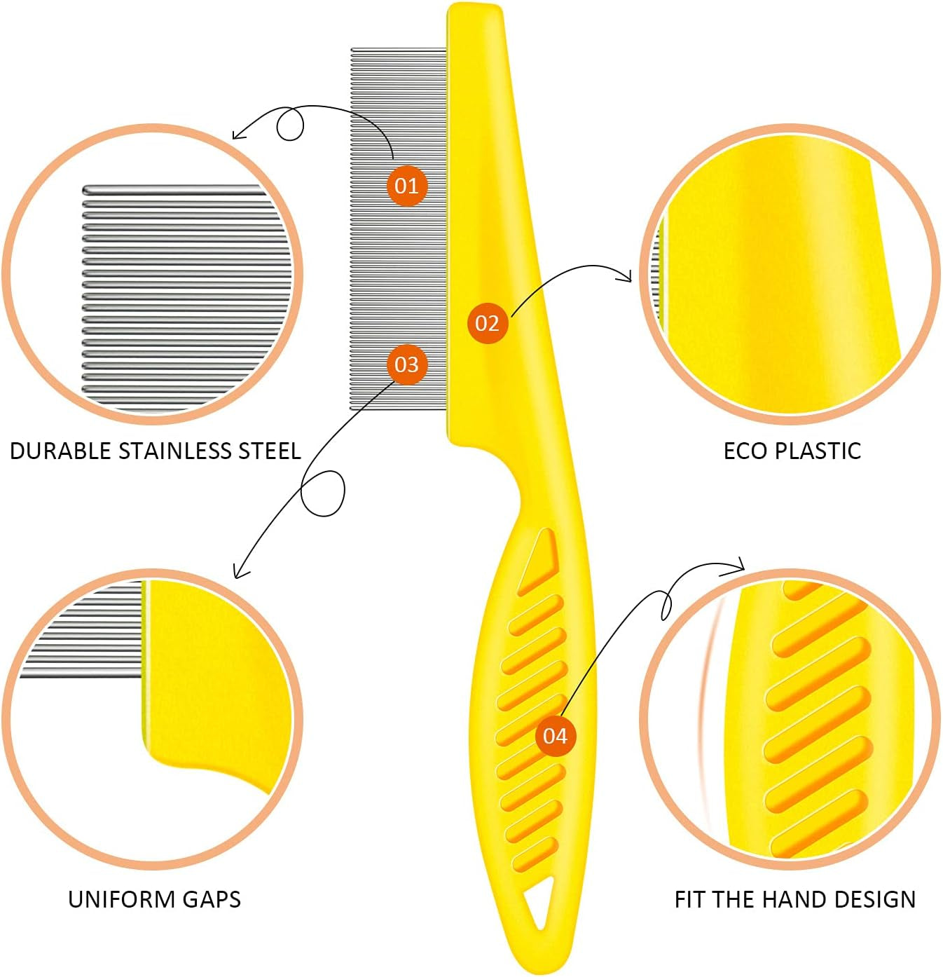 6 Pieces Pet Flea Lice Combs Dog Grooming Flea Cat Tear Stain Comb for Removal Dandruff, Hair Stain, Nit(White, Yellow, Green, Purple, Orange, Dark Blue)